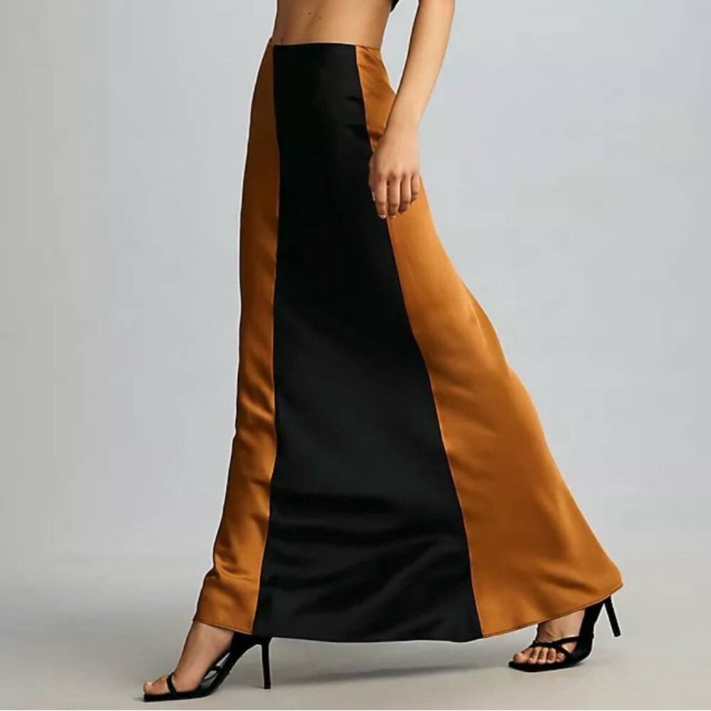 Significant Other Two Tone Colorblock Skirt Gold Black‎ Maxi 6 Anthropologie